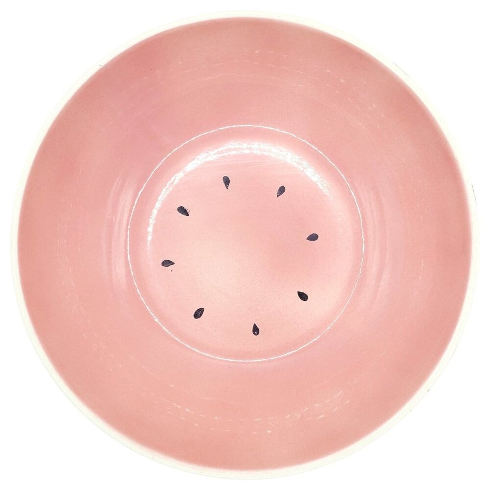 Watermelon Ceramic Serving Bowl 11 Inches Pink Green Summer Fruit Salads Snacks